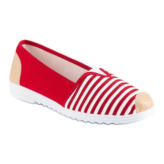 Red striped slipons white brown 1