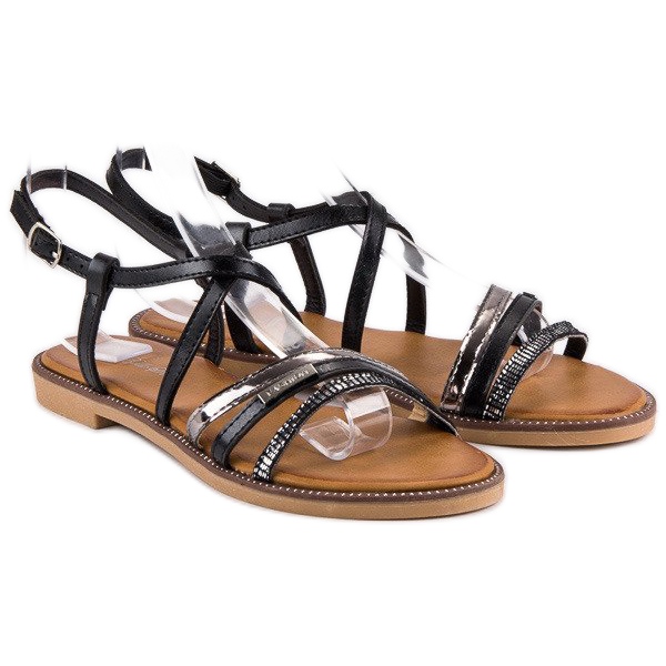 Bello Star Flat sandals with a buckle black 2