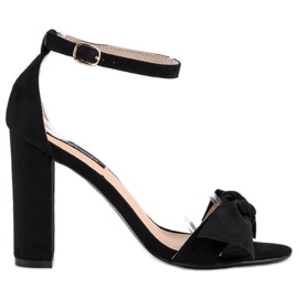 Suede sandals on a post black 2