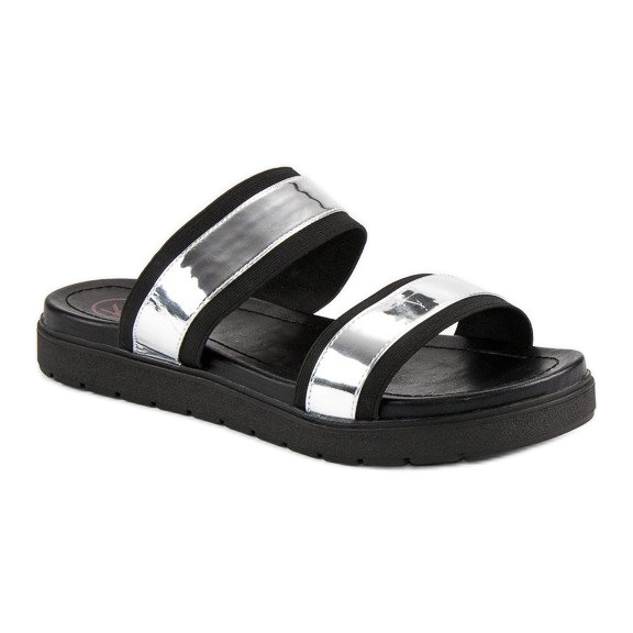 Kylie Mirror slippers black 1