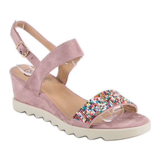 Kylie Sandals with beads pink 1