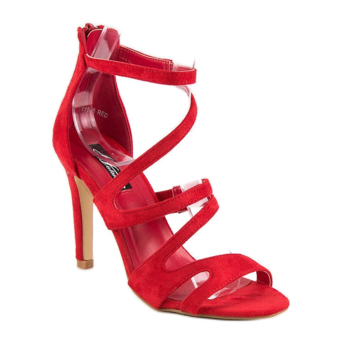 Suede Sandals On A High Heel red 1