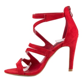 Suede Sandals On A High Heel red 2