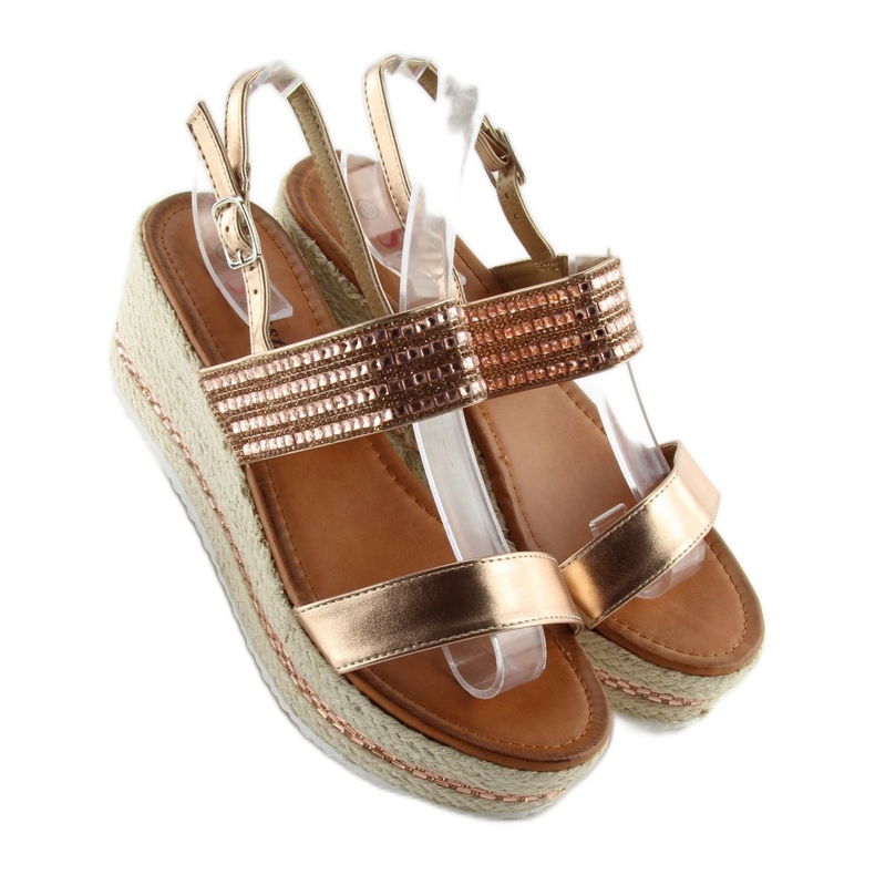Sandals, espadrilles on silver wedges pink 2