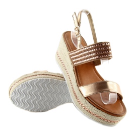 Sandals, espadrilles on silver wedges pink 1