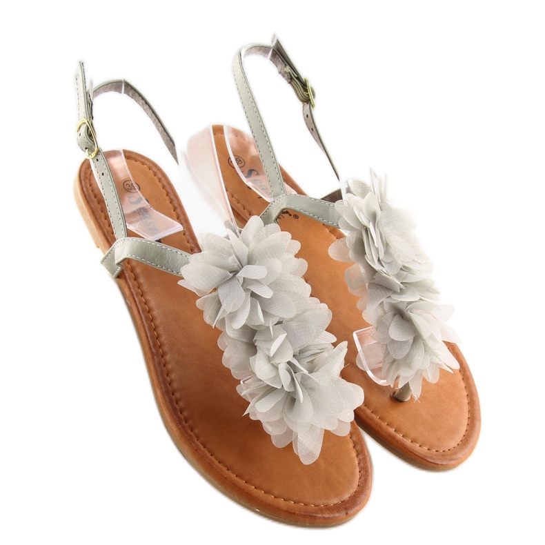 Sandals with flowers gray CK36P gray grey 1