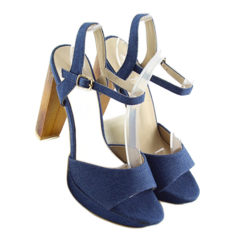 Denim sandals on a blue post 9833 1