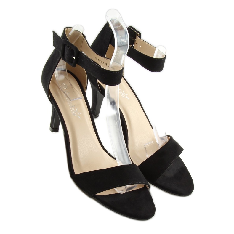 Black sandals on low heels BL076 1