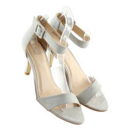 Sandals on low heels gray BL0763 grey 1