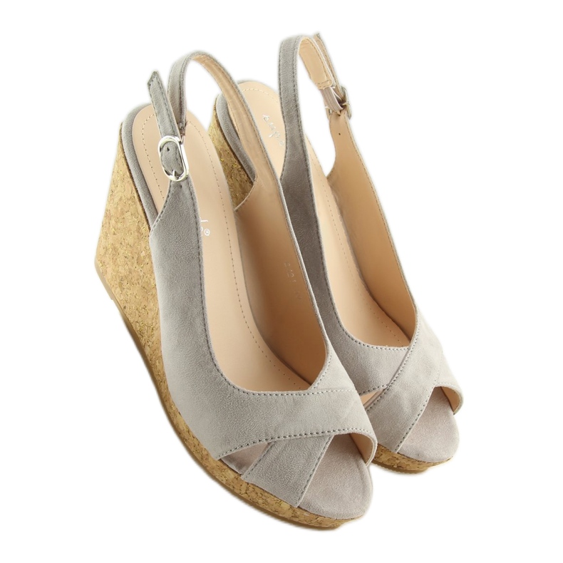 Gray sandals on a cork wedge heel 6421 Gray grey 1