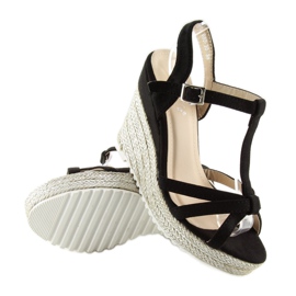 Black Sandals, espadrilles on wedges, black 680-30 Black 2
