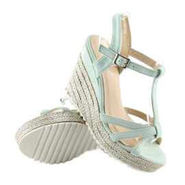 Sandals espadrilles on wedges celadon 680-30 Green 2