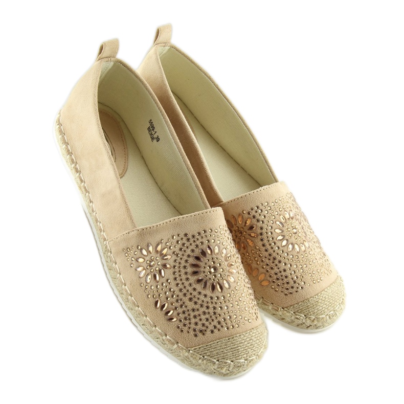 Espadrilles decorated with beige 5599-1 Beige 2