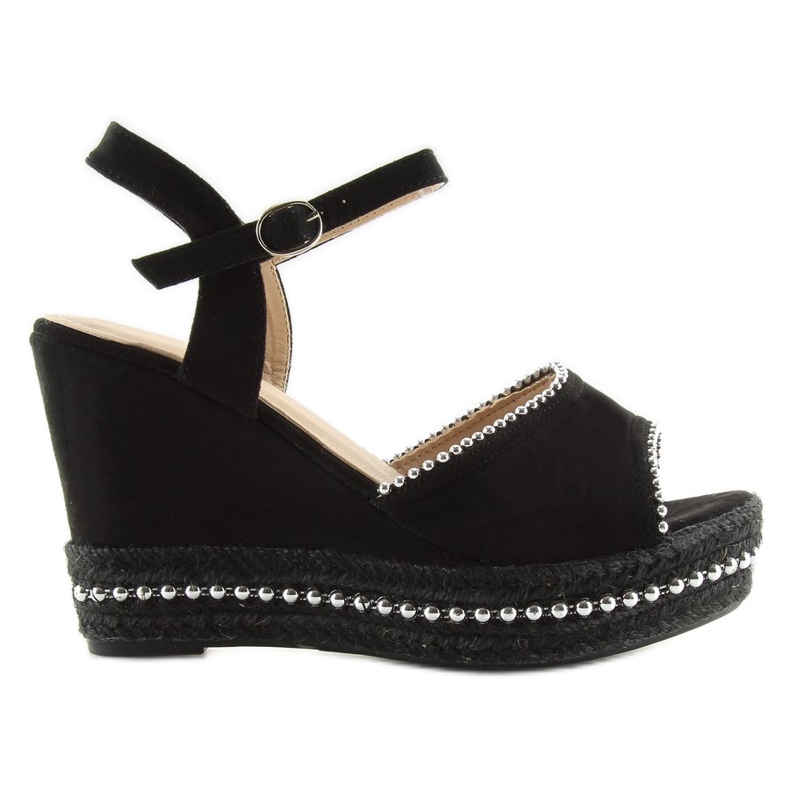 Black wedge sandals U-6272 black 2
