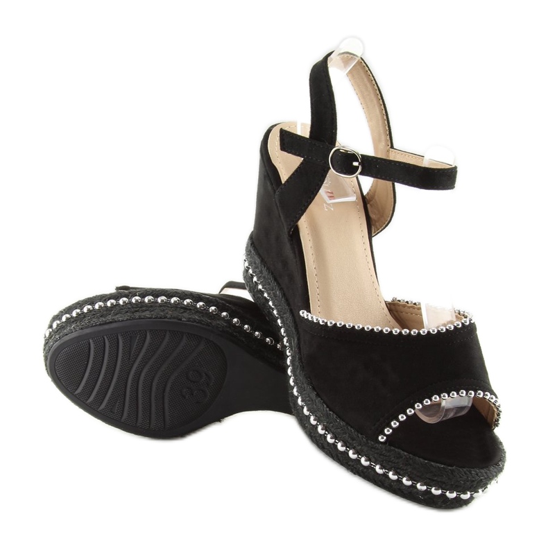 Black wedge sandals U-6272 black 1