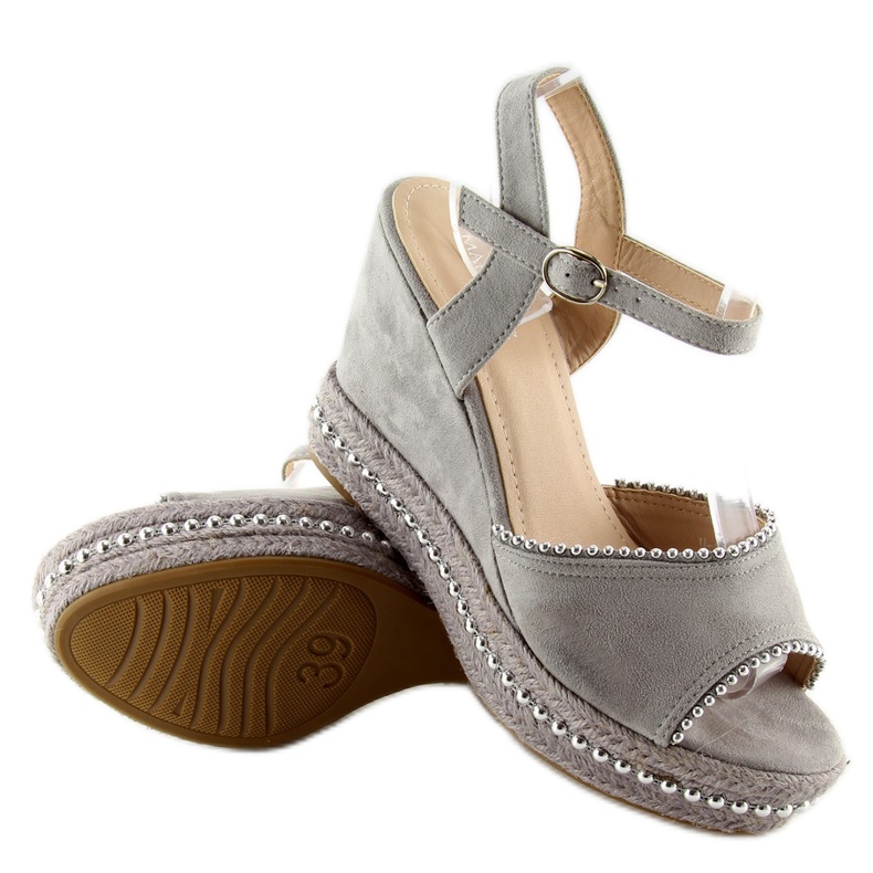 Gray sandals on a wedge heel U-6272 gray grey 1