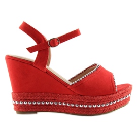 Red wedge sandals U-6272 red 2
