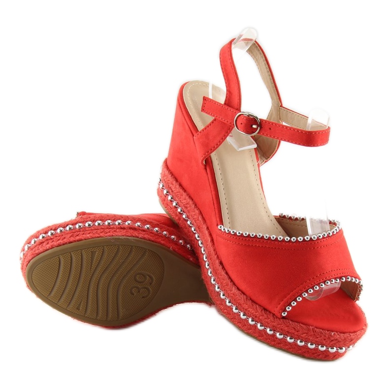 Red wedge sandals U-6272 red 1