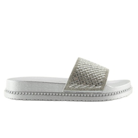 Silver slippers with cubic zirconias 966 Silver grey 1