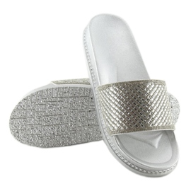 Silver slippers with cubic zirconias 966 Silver grey 2