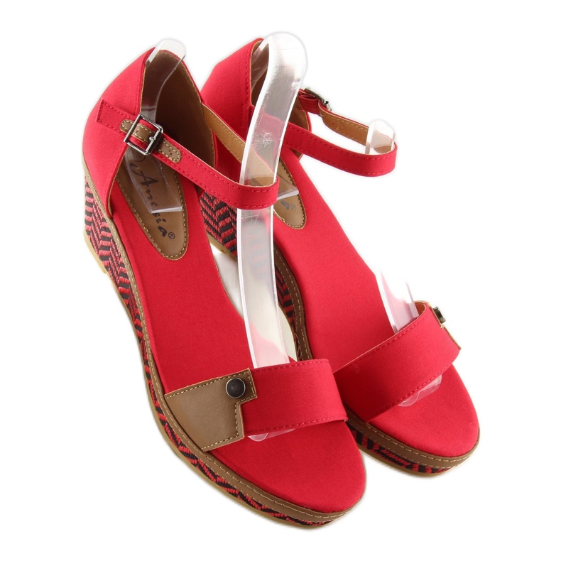 Red wedge sandals J7731-8 red 1