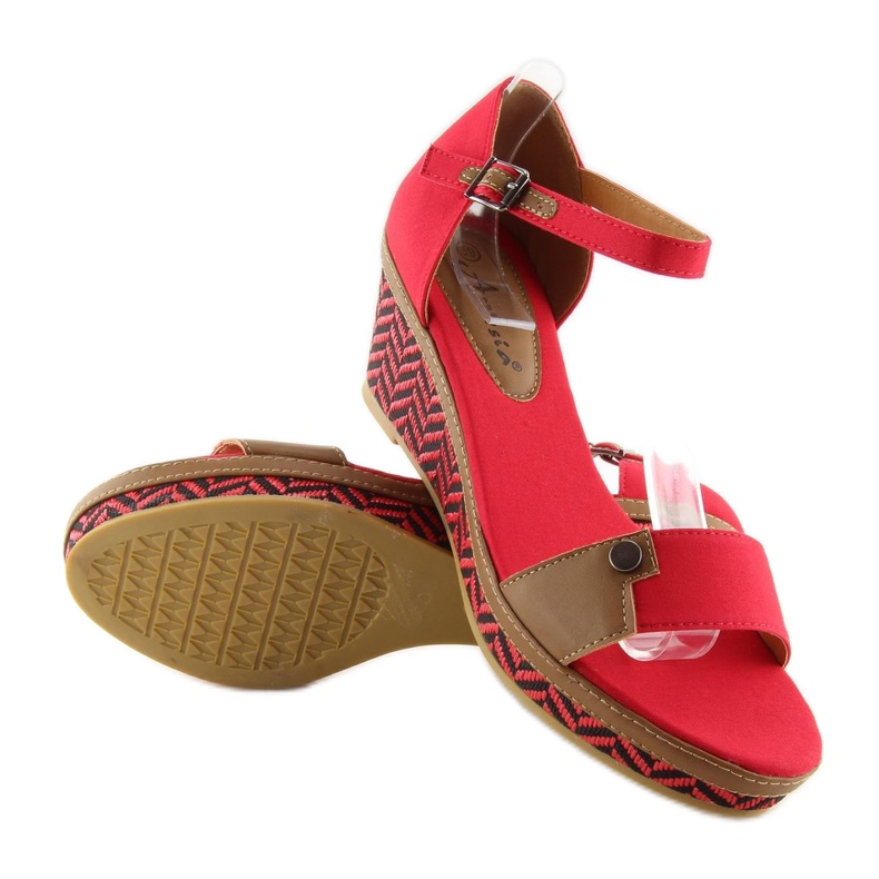 Red wedge sandals J7731-8 red 2