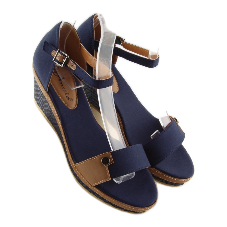 Wedge sandals J7731-8 navy navy blue 1