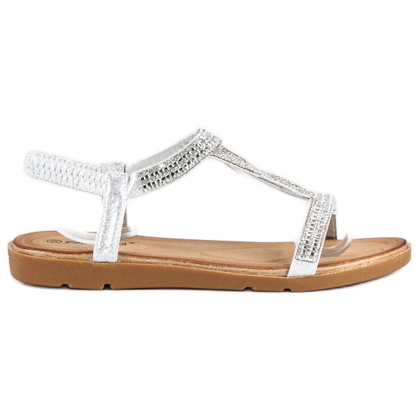 Fama Flat sandals with cubic zirconia grey 1