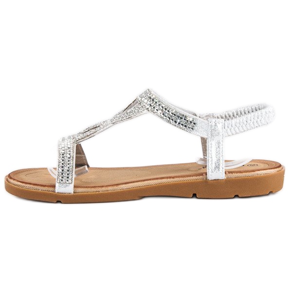 Fama Flat sandals with cubic zirconia grey 2