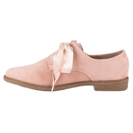 Shoes with a satin ribbon pink 1