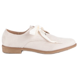 Shoes with a satin ribbon brown 1