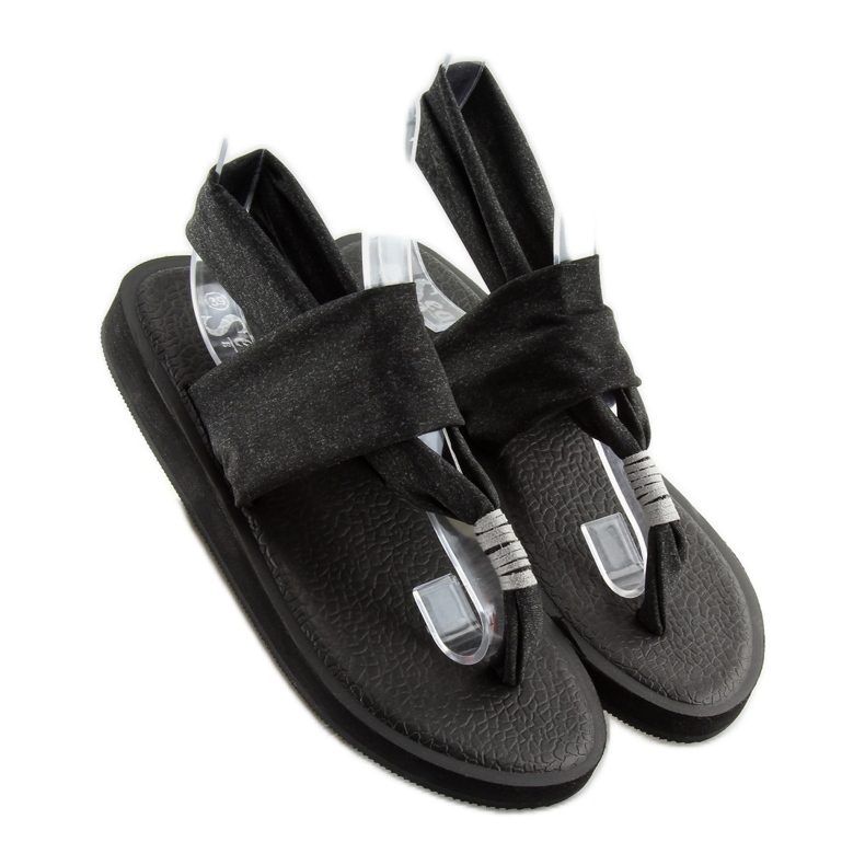Black cotton sandals DD81P 1
