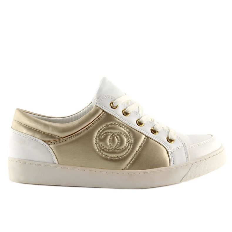 Chanelki sneakers Y612-41 White white and gold yellow 1 Chanelki sneakers Y612-41 White white and gold yellow 1