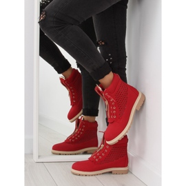 Openwork balmanas, golden zipper, red R103 Red 1