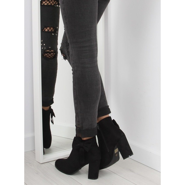 High-heeled boots with a bow black nc93 Black 1