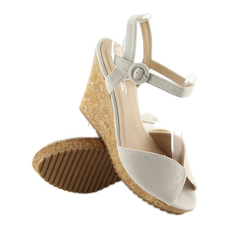 Gray sandals on a cork wedge heel 3811 grey 1