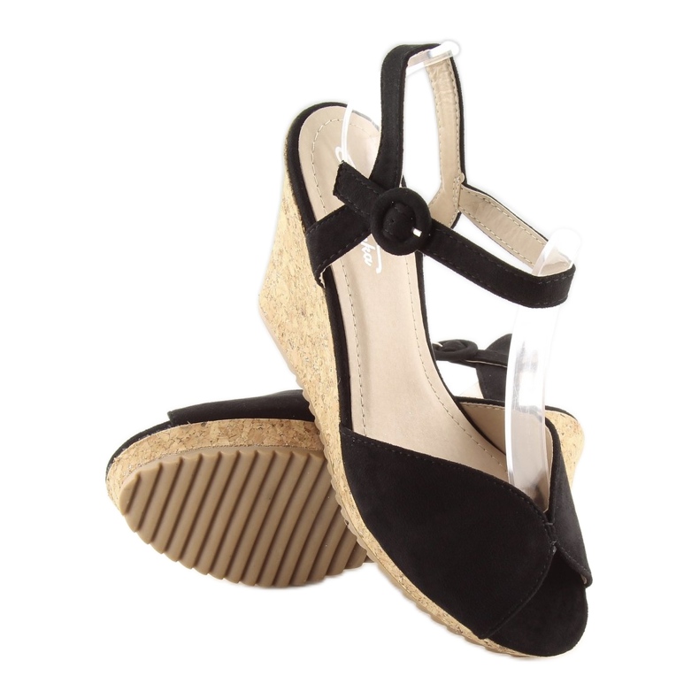 Black sandals on a cork wedge heel 3811 1