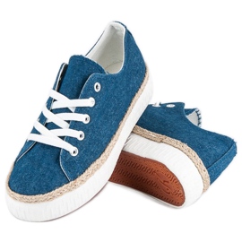 Kylie Lace-up creepers on the platform blue 1
