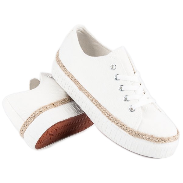 Kylie Lace-up creepers on the platform white 1
