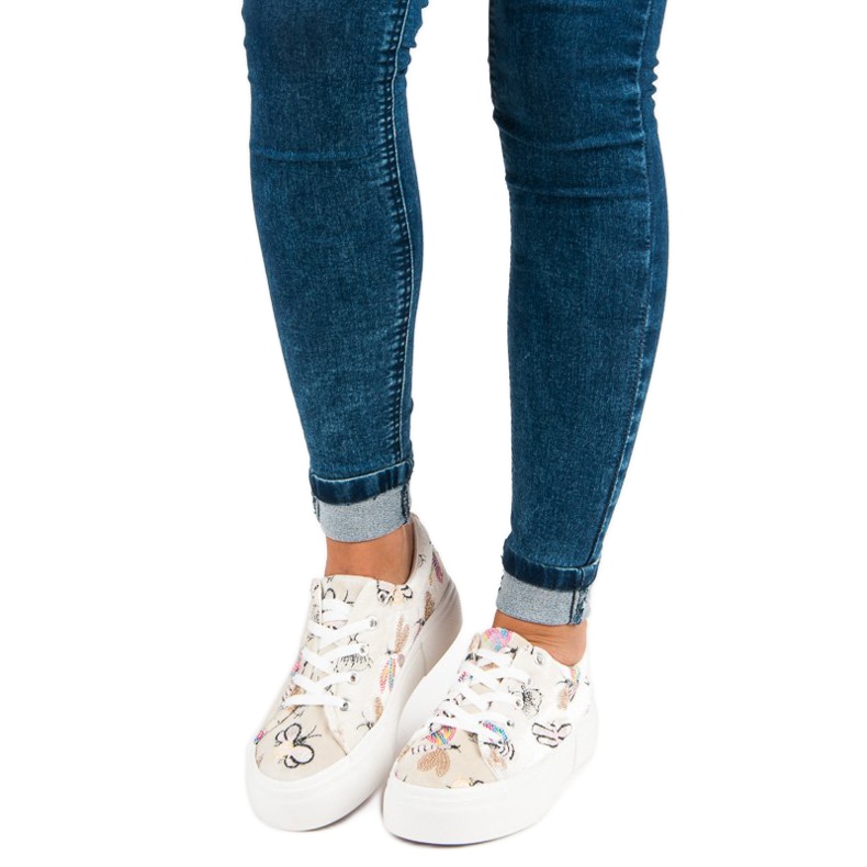 Kylie Velor Sneakers On The Platform beige 1