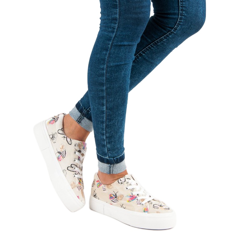 Kylie Velor Sneakers On The Platform beige 2