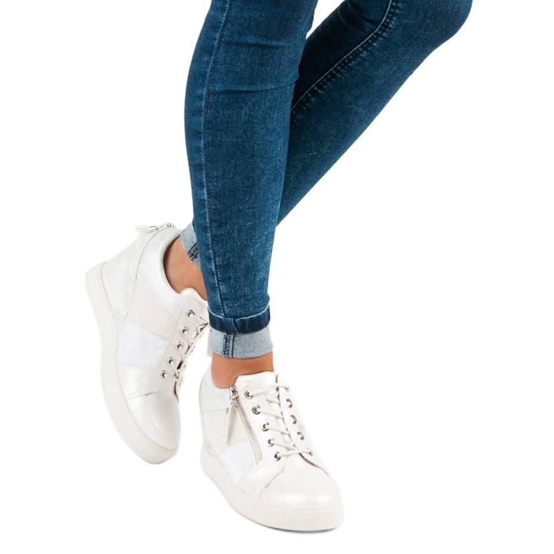 Kylie Fashionable wedge sneakers white 1 Kylie Fashionable wedge sneakers white 1