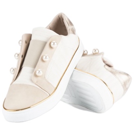 American Club Women's Sneakers With Pearls beige 1 American Club Women's Sneakers With Pearls beige 1