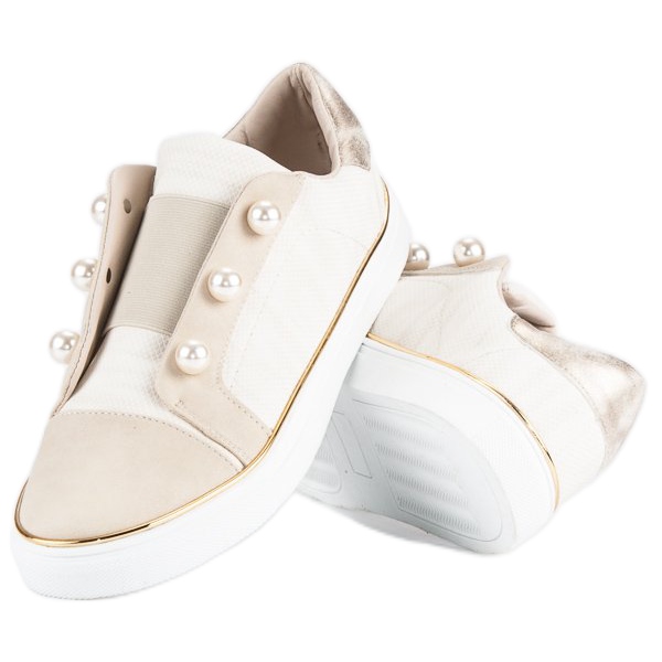 American Club Women's Sneakers With Pearls beige 1 American Club Women's Sneakers With Pearls beige 1
