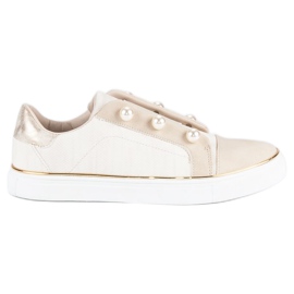 American Club Women's Sneakers With Pearls beige 2 American Club Women's Sneakers With Pearls beige 2