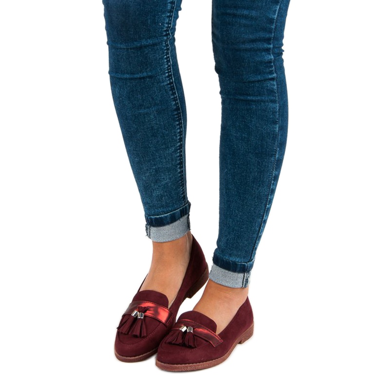 Elegant burgundy loafers red 2