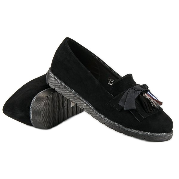 Bestelle Suede loafers with fringes black 1
