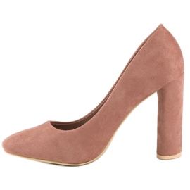 Suede pumps on the pillar pink 2