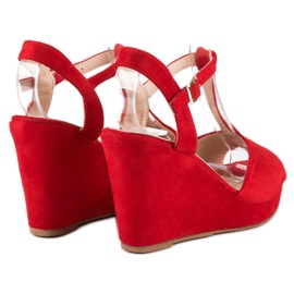 Bella Star Suede wedge sandals red 2