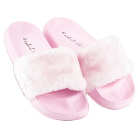 Pink flip-flops with fur 2